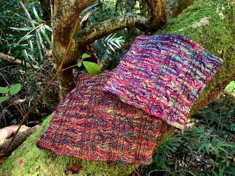 Next Chapter Cowl Knitting Pattern 2 Samples On a Mossy Log